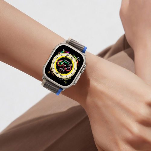 Tech-Protect nylon textil szíj kompatibilis az Apple Watch 4/5/6/7/8/SE 38/40/41mm fekete/narancssárga