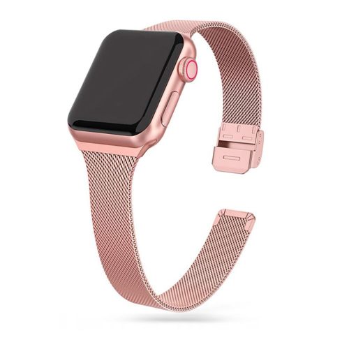 Tech-Protect vékony milánói rozsdamentes acél szíj, amely kompatibilis az Apple Watch 1/2/3/4/5/6/7/SE (38/40/41mm), rózsaarany