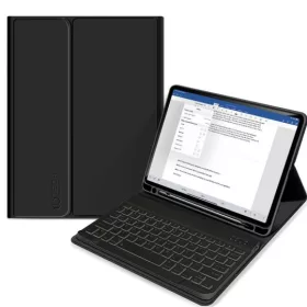   Apple iPad 10.2 (2019/2020/2021) védőtok (Smart Case) on/off funkcióval, Apple Pencil tartóval, billentyűzettel - black (ECO cso