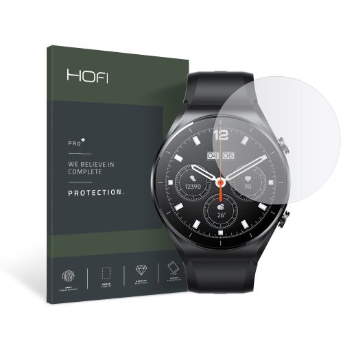 Hofi Pro Plus képernyőfólia, Xiaomi Watch S1-hez 36 mm, Biztonságos üveg, 0,26 mm, Átlátszó