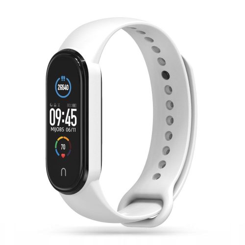 Tech-Protect Icon szilikon szíj, Xiaomi Mi Band 5/6/6 NFC, fehér