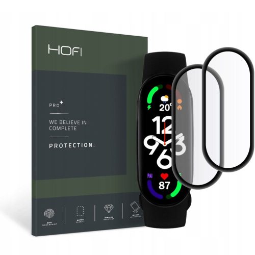 Xiaomi Mi Band 7 - okosóra flexi üvegfólia fekete kerettel (2db)