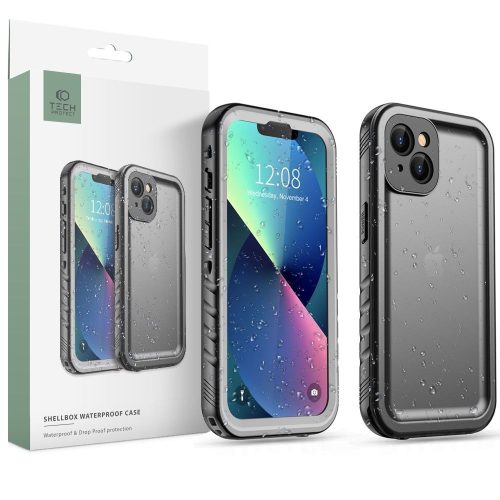 Ip68 vízálló telefontok, Tech-Protect Shellbox, kompatibilis iPhone 13 Minivel, fekete