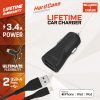 Energizer HardCase - autós töltő 2x USB-A 17W 3.4A + MFi certified Lightning cable fekete