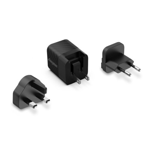 Energizer Ultimate - Multiplug EU / UK / US GaN 20W PD hálózati töltő, gyorstöltés fekete