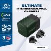 Energizer Ultimate - Multiplug EU / UK / US GaN 20W PD hálózati töltő, gyorstöltés (Green)