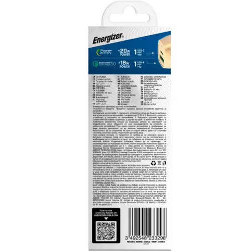 Energizer Ultimate - USB-C & USB-A 38W PD + QC3.0 autós töltő (Gold / fekete)