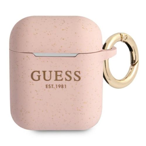 Guess Silicone Glitter Est - Airpods (rózsaszín)