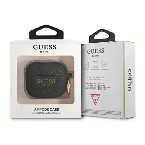 Guess Silicone Glitter tok Est – tok Airpods 3 fekete