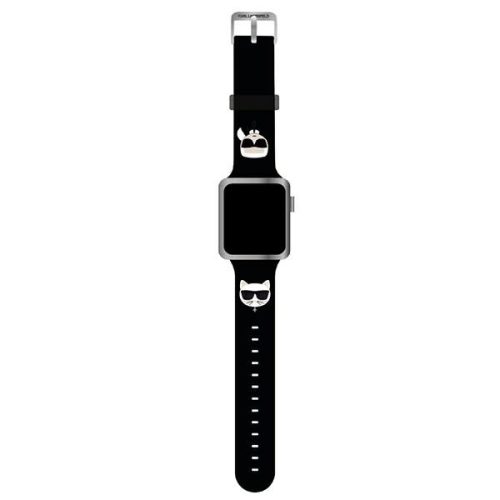 Karl Lagerfeld Silicone Karl & Choupette Heads - óraszíj Apple Watch  38/40/41 mm (fekete)