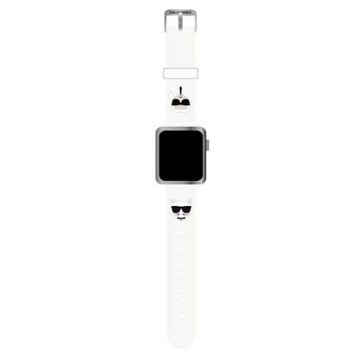 Karl Lagerfeld Silicone Karl & Choupette Heads - óraszíj Apple Watch 38/40/41 mm (fehér