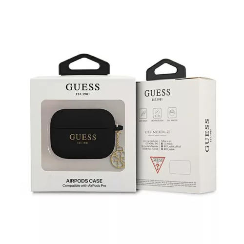 Guess Silicone Charm 4G Cover - tok Apple AirPods Pro fekete
