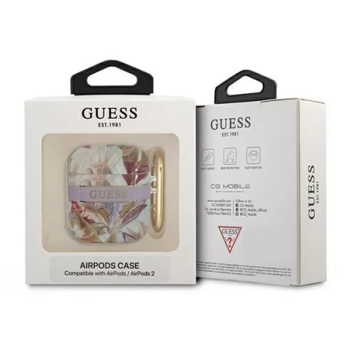 Guess Flower – tok Airpods 1/2 gen (Purple)