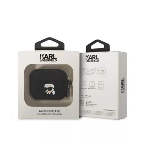 Karl Lagerfeld Silicone NFT Karl Head 3D - AirPods Pro tok fekete