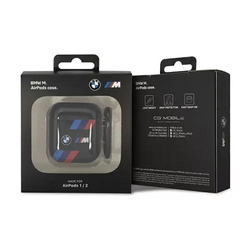 BMW Tricolor Stripes - tok Apple AirPods 1/2 gen fekete