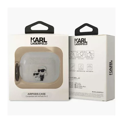 Karl Lagerfeld Glitter NFT Karl & Choupette - tok Apple AirPods Pro 2 (Transparent)