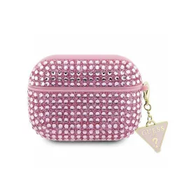 Guess Rhinestone Triangle Charm - tok AirPods 1/2 gen pink
