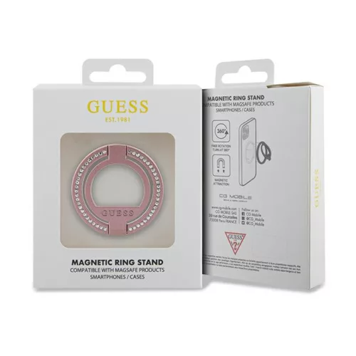 Guess MagSafe gyűrűtartó támaszték, telefongyűrű Rhinestone -  pink