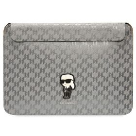  Karl Lagerfeld NFT Saffiano Monogram Ikonik Karl Sleeve - 14" laptoptáska ezüst