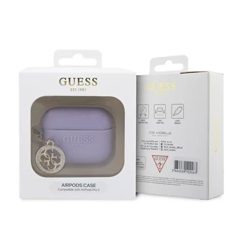 Guess 3D Rubber 4G Diamond Charm - tok AirPods Pro 2 (Purple)
