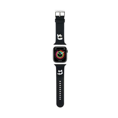 Karl Lagerfeld 3D Rubber Karl & Choupette Heads NFT - okosóraszíj Apple Watch 42/44/45/49 mm fekete