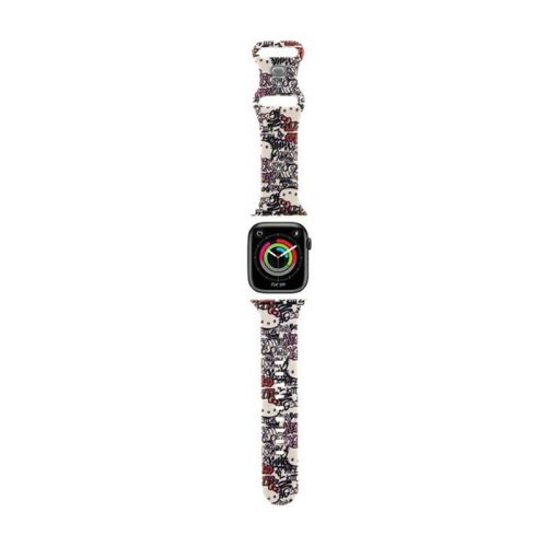 Hello Kitty Silicone Tags Graffiti - okosóraszíj Apple Watch 38/40/41 mm (beige)