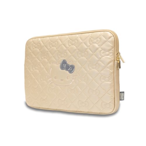 Hello Kitty cipzáras, PU steppelt, masnimintás Notebooktáska - 13" / 14"-es notesztáska (arany)