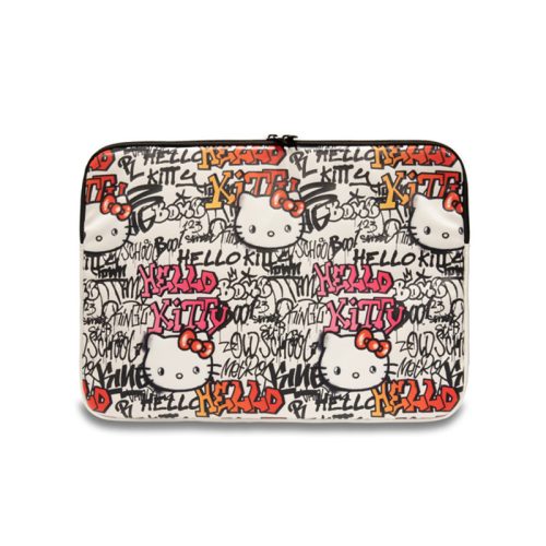 Hello Kitty Zip PU Tags Graffiti Sleeve Notebook tok 13" / 14" bézs