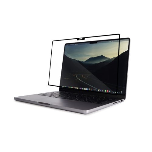 Moshi iVisorXT – Képernyővédő fólia MacBook Pro 14" (M1, 2021) számítógéphez (fekete keret)