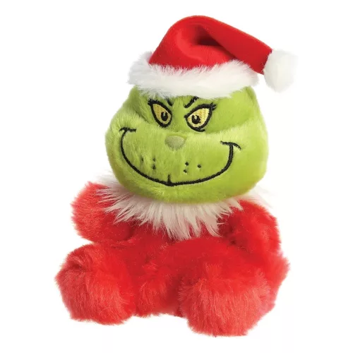 Grinch - Plüssjáték / ölelnivaló ülő Grinch Mikulás jelmezben 13 cm a Palm Pals kollekcióból Környezetbarát