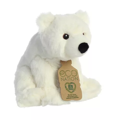 Eco Nation – Plüssjáték / Ölelnivalóan ülő jegesmedve 19 cm Környezetbarát