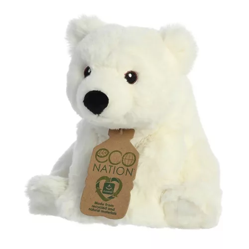 Eco Nation – Plüssjáték / Ölelnivalóan ülő jegesmedve 19 cm Környezetbarát