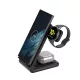 Crong PowerSpot Pivot Stand - 3-in-1 vezeték nélküli tőltő Samsung & Android, Galaxy Watch and TWS headphones fekete