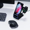 Crong PowerSpot Pivot Stand - 3-in-1 vezeték nélküli tőltő Samsung & Android, Galaxy Watch and TWS headphones fekete