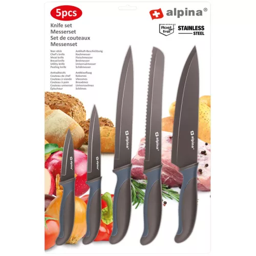 Alpina - Rozsdamentes acél késkészlet (Barna)