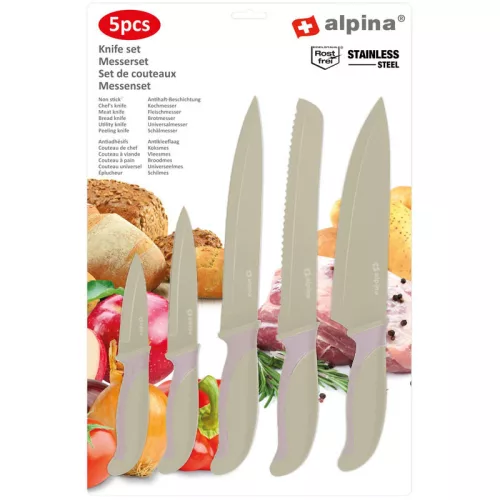 Alpina - Rozsdamentes acél késkészlet (bézs)