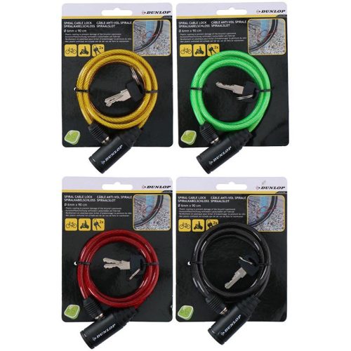 Dunlop - Kulcsos spirál biciklizár (sárga)