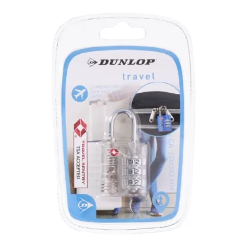 Dunlop - TSA kombinációs zár bőröndhöz / poggyászhoz (fehér)