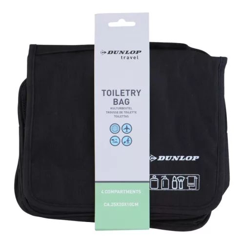 Dunlop – Utazó piperetáska akasztóval 25x20x10 cm (fekete)