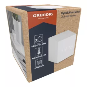   Grundig - Digitális LED ébresztőóra hőmérővel és naptárral (fehér)