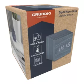   Grundig - Digitális LED ébresztőóra hőmérővel és naptárral (kék)