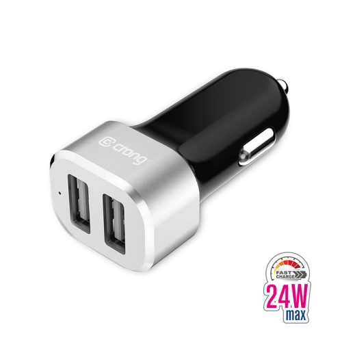 Crong Power autós töltő 24W with Dual USB Port (aluminium)