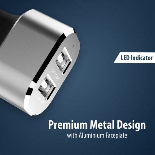 Crong Power autós töltő 24W with Dual USB Port (aluminium)