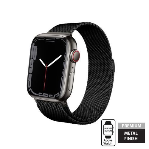 Crong Milano acél szíj Apple Watch  42/44 / 45mm (fekete)