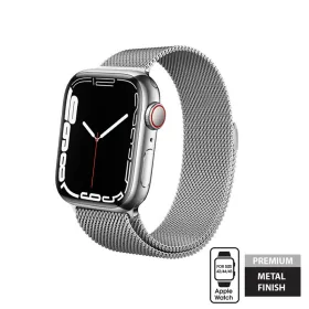 Crong Milano acél szíj Apple Watch  42/44 / 45mm (ezüst)