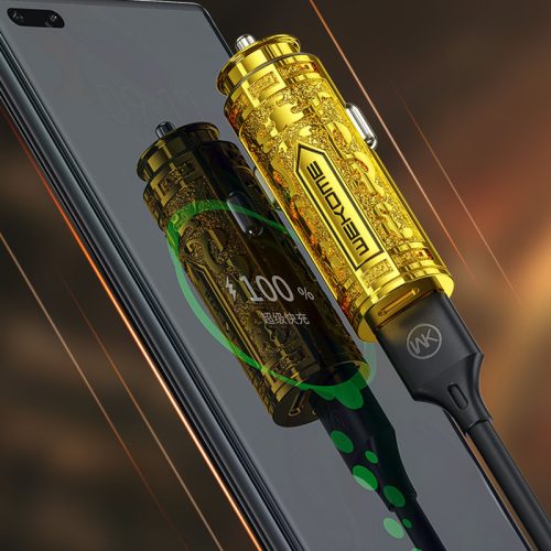 WEKOME WP-C37 Sakin Series - USB-C & USB-A Fast Charging PD 20W autós töltő arany