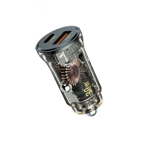   WEKOME WP-C41 Vanguard Series - USB-C & USB-A Fast Charging 30W autós töltő (fekete / Transparent)