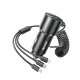 WEKOME WP-C44 Pop Digital Series - autós töltő  integrated 3-in-1 USB-C / Lightning / Micro USB + 2x USB-A 33W cable fekete