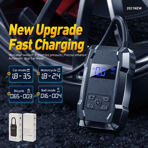 WEKOME Pi801 - Hordozható elektromos autópumpa + Power Bank 2000 mAh (Fekete)