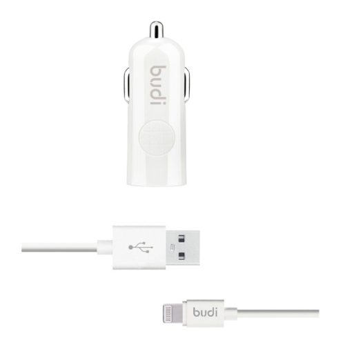 Budi - 1 USB autós töltő  LED indicator+lightning cable
